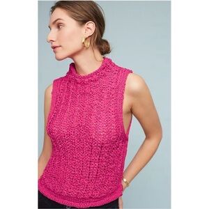Anthropologie Moth Magenta Tape Yarn Knit Tank Top